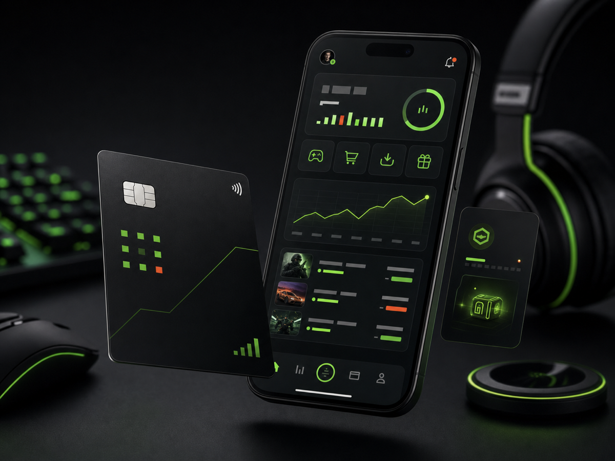 Fintech product mockup for gamers